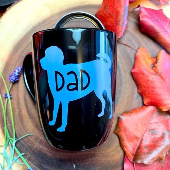 NEW Dog Dad coffee mug qty.1 • vinyl black blue tea soup - Picture 1 of 3